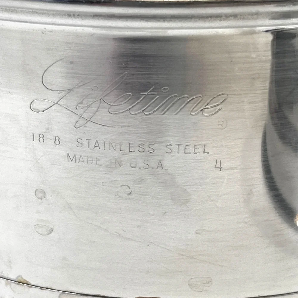 Vintage Lifetime 2 Qt Saucepan with Lid Stainless Steel 18-8 USA Heavy Pan
